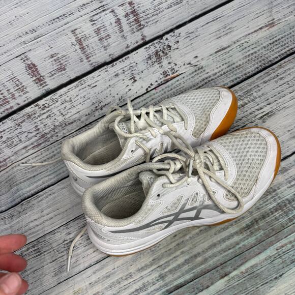 Asics Upcourt 5 Volleyball Shoes White Silver Gum Sole 7 - Picture 5 of 6